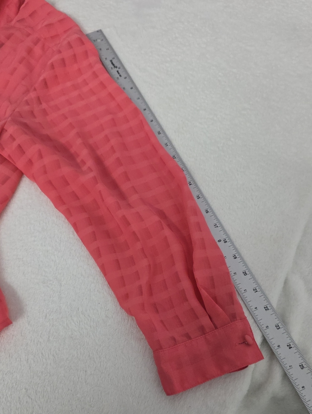 Maggie Barnes Coral Semi-Sheer Check Button Front Blouse 20W - Picture 6 of 6